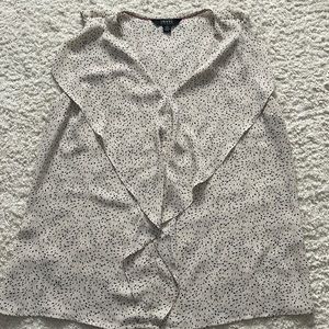 Large cream, white black V neck blouse.